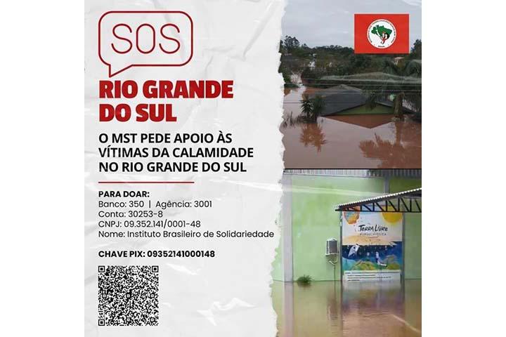 Campanha de solidariedade do MST em apoio às vítimas das enchentes no Rio Grande do Sul